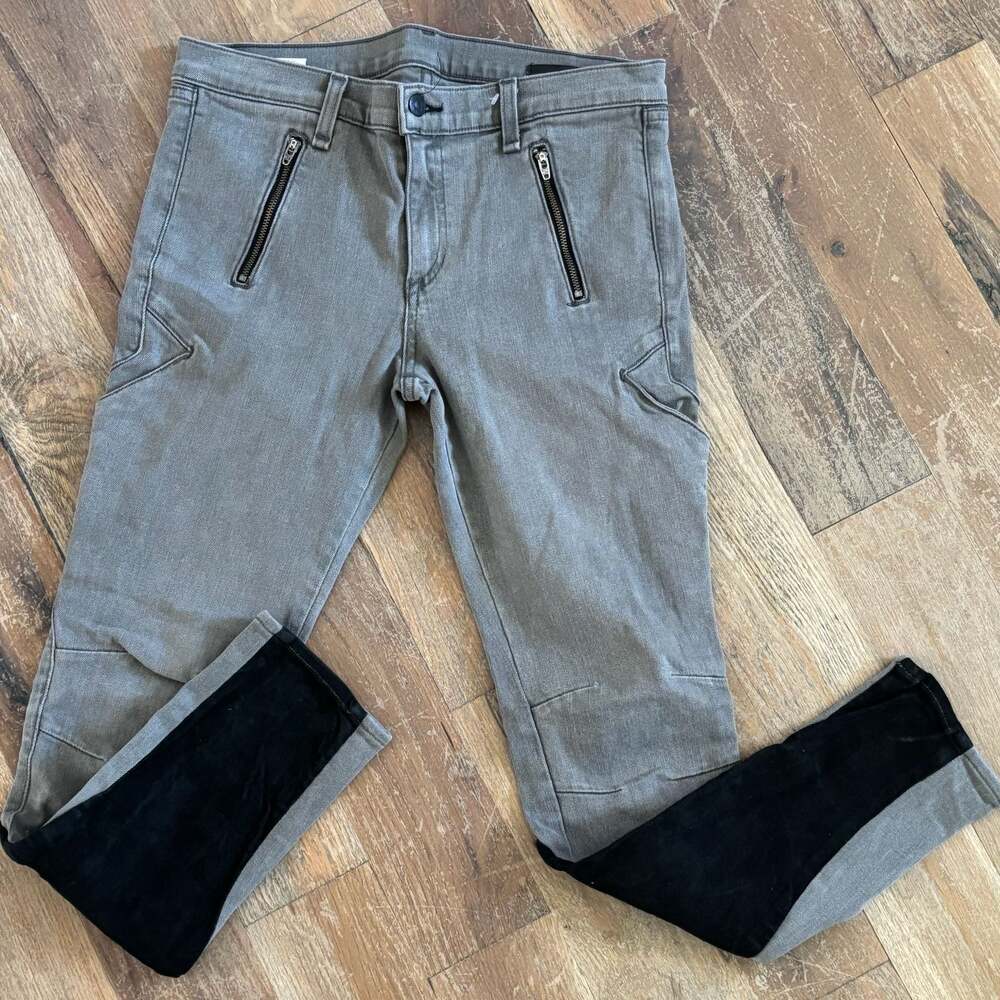 Rag & Bone Moto Rally Cargo Black Patch Skinny Jeans Gray Size 28